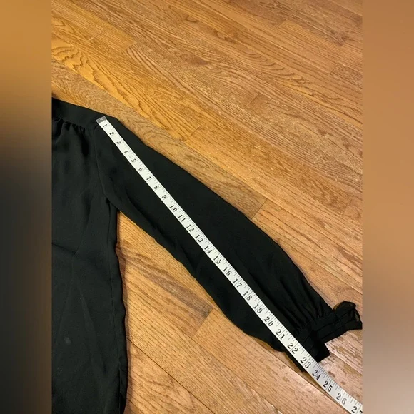 VINTAGE CAMICE Black Sheer High Neck Blouse | Balloon Sleeve Victorian Top XS - Picture 7 of 7